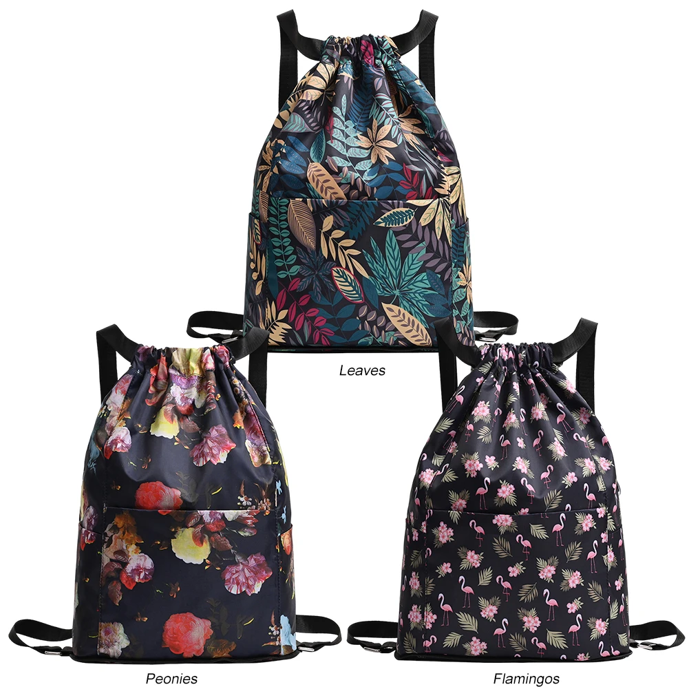 Mochila floral multifunções para mulheres, bolsa de ombro dupla, impermeável, grande capacidade, versátil, caminhadas ao ar livre, esportes