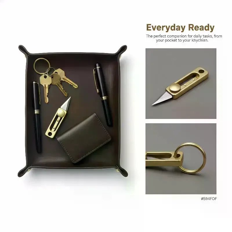 Brass Push-Style Package Opener Keychain – EDC Unboxing Tool for Outdoor, Camping & Daily Carry