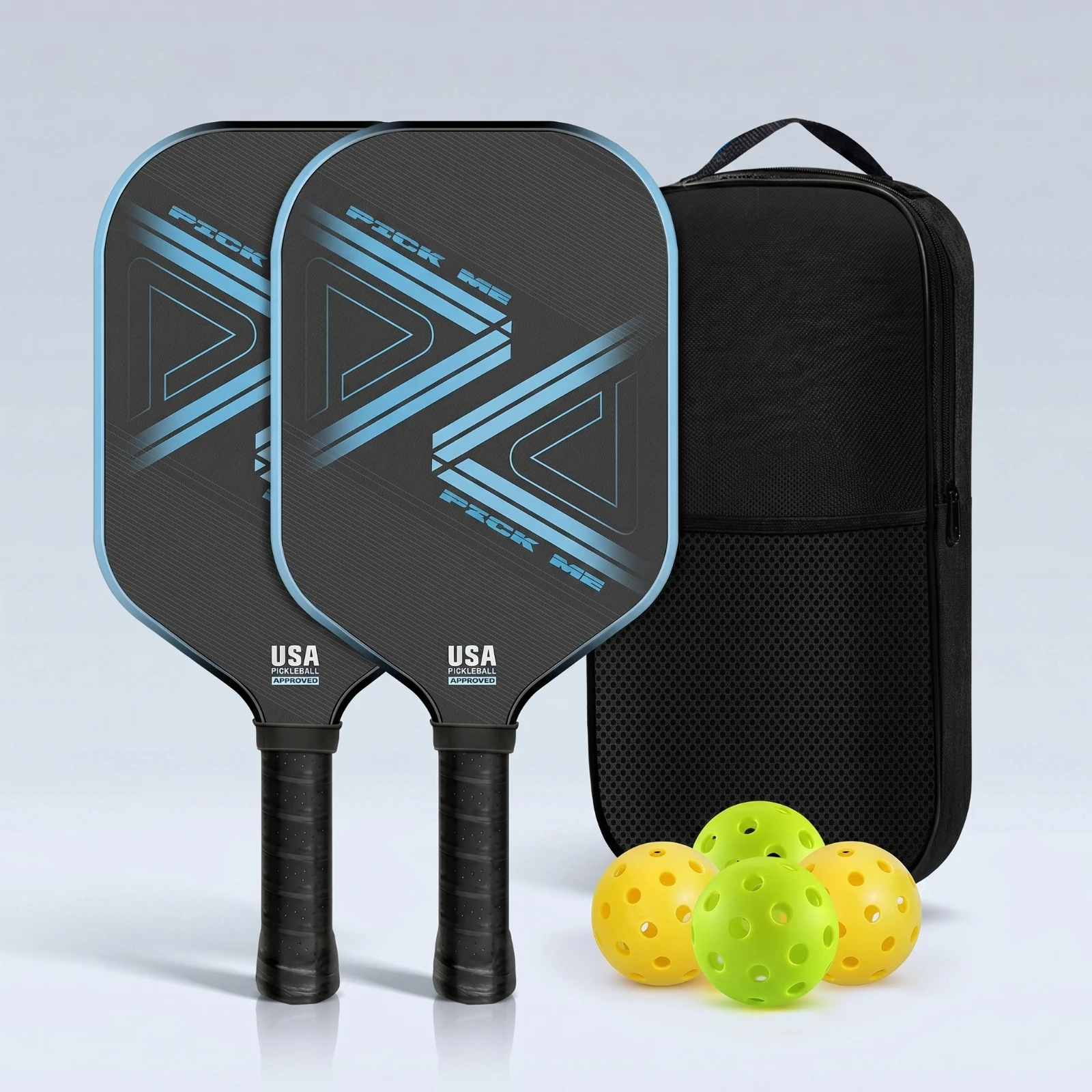 2 Pieces Carbon Fiber Pickleball Paddles Textured Pickleball Paddles Set with Bag Sporting Goods Lightweight for Beginners