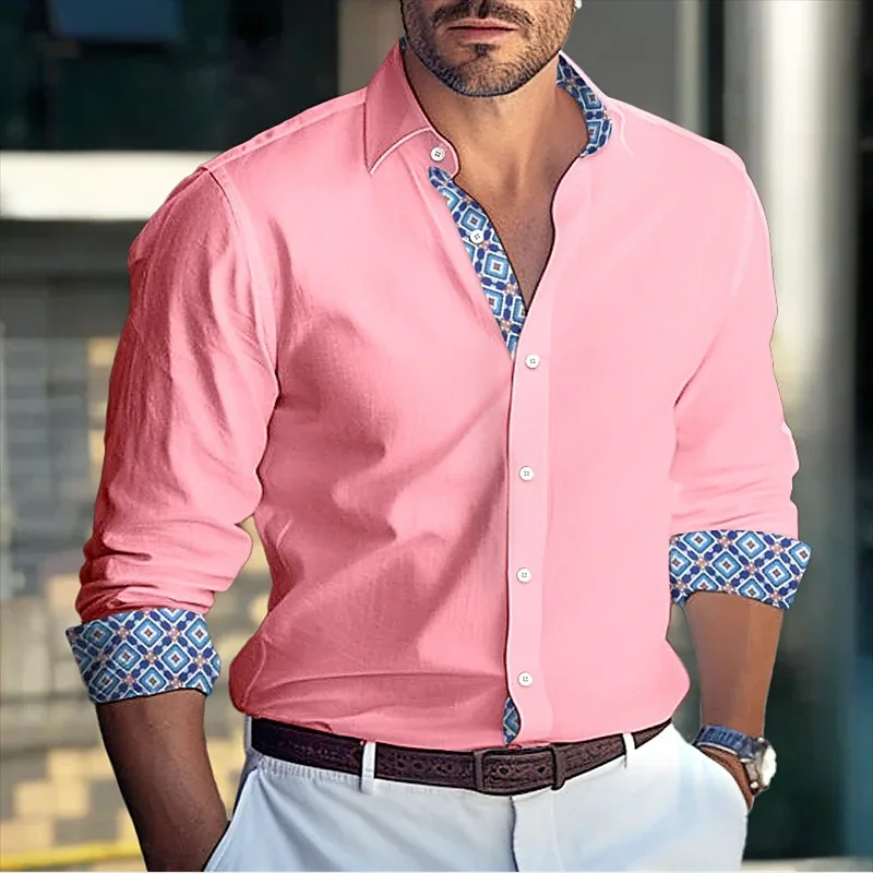 

Stylish Men's Business Lapel Office Casual Outdoor Street Men's top shirt soft and comfortable