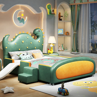 Luxury  Boys Leather Double Bed Modern Luxury Loft Baby Children Beds Frame Queen Princess Letto Matrimoniale Unique Furniture