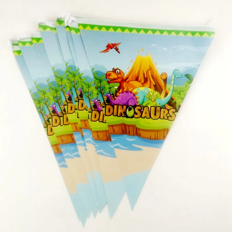 Cartoon Dinosaur Theme Hanging Banner Decorações, Happy Birthday Flags, Baby Shower Party Pennants, Meninos Favores