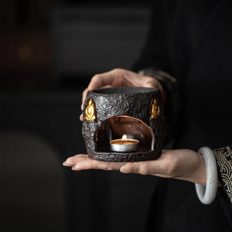 Dunhuang Buddha Viewing Ceramic Incense Burner Aroma Diffuser Burner For Sage Powder And Cedar Candle Home Decor