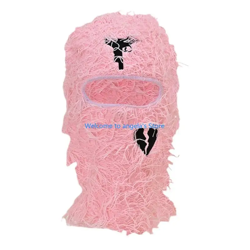 X4YC Wacky Balaclava หมวกสำหรับผู้ใหญ่ฤดูใบไม้ร่วงฤดูหนาวถักหมวกปาร์ตี้ฮาโลวีนการถ่ายภาพ Props Broken Heart หมวกถัก