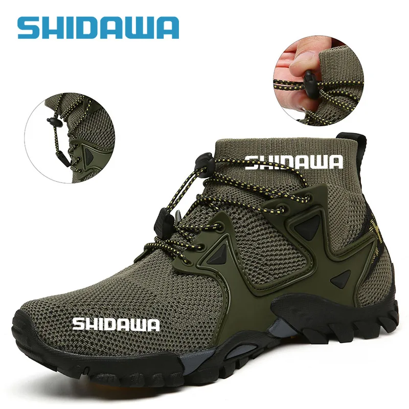 Men Non-slip Fishing Shoes Sneakers Outdoor Sports Breathable Hunting Boots Large Mesh Quick-drying Upstream Shoes Cycling Shoes