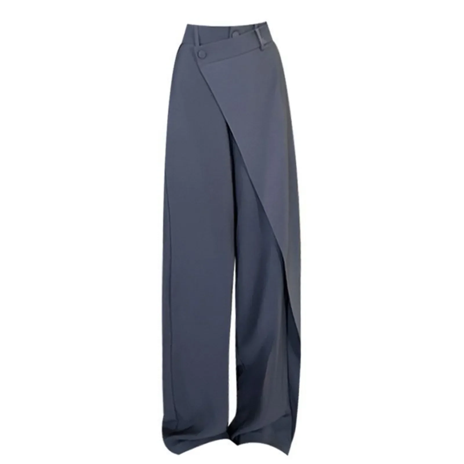 Women Pants High Waisted Wide Leg Pants Irregular Patchwork Casual  New Fashion Black Full Length Summer Straight Trousers