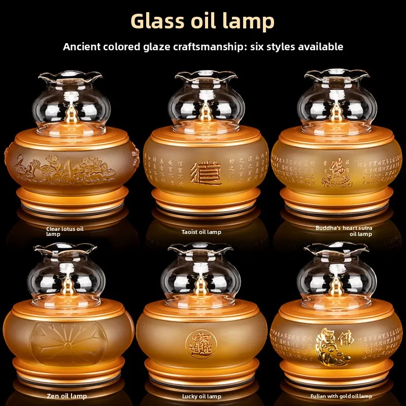 Glazed lotus lamp supply Buddha oil Buddha supply  attract wealth ghee lamp holder Buddha  supply