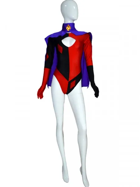 

Halloween Super Villain Quinn Cosplay Costume Spandex Costumes for Women Cosplay Zentai Suit Sexy Woman Catsuit with Cape