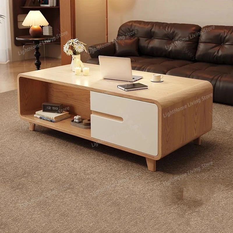 

Unique Storage Coffee Table Aesthetic Simple Living Room Modern Coffee Table Decoration Wood Mesa Auxiliar Postmodern Furniture