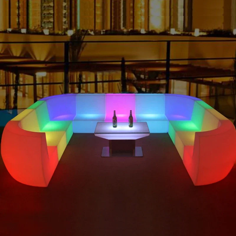 Waterproof modern led furniture plastic luminous glow light illuminated led sofa bar furniture