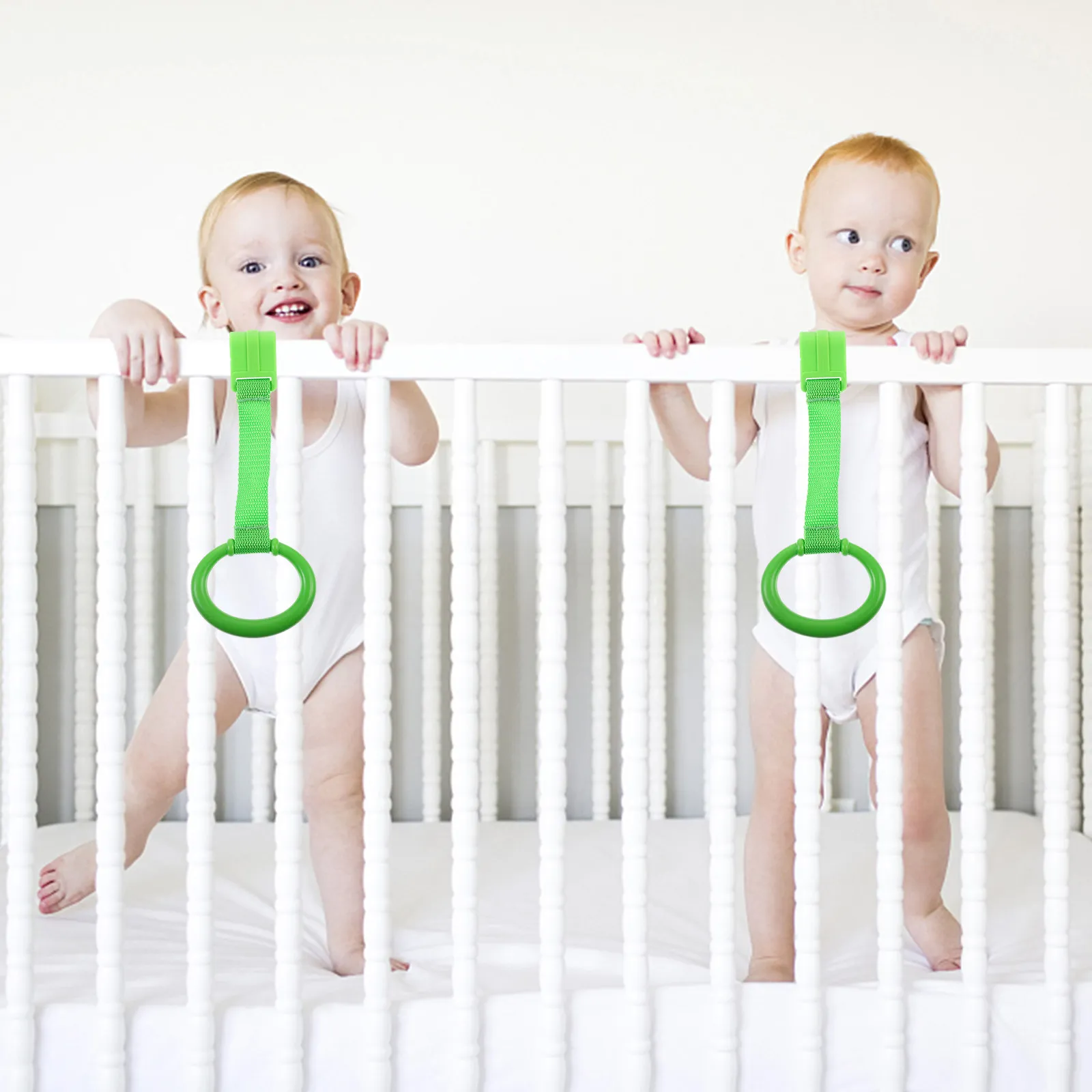 

2Pcs Baby Pull Rings Nursery Crib Hanging Grip Rings Lightweight Infant Walking Assist Learning Stand Pull Handles