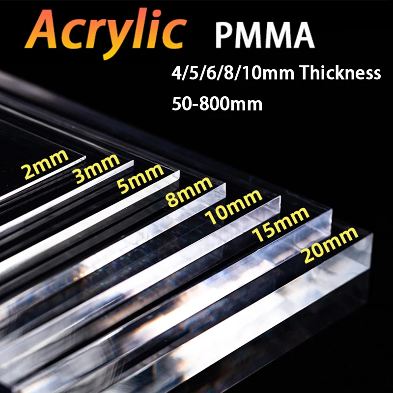 Clear Acrylic Sheet Board 4/5/6/8/10mm Thickness 50-800mm Plexi Glass PMMA Plastic Sheet Plate Handmade DIY Materials