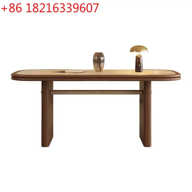 YAO medieval travertine rock slab solid wood dining table and chair combination household dining table rectangle