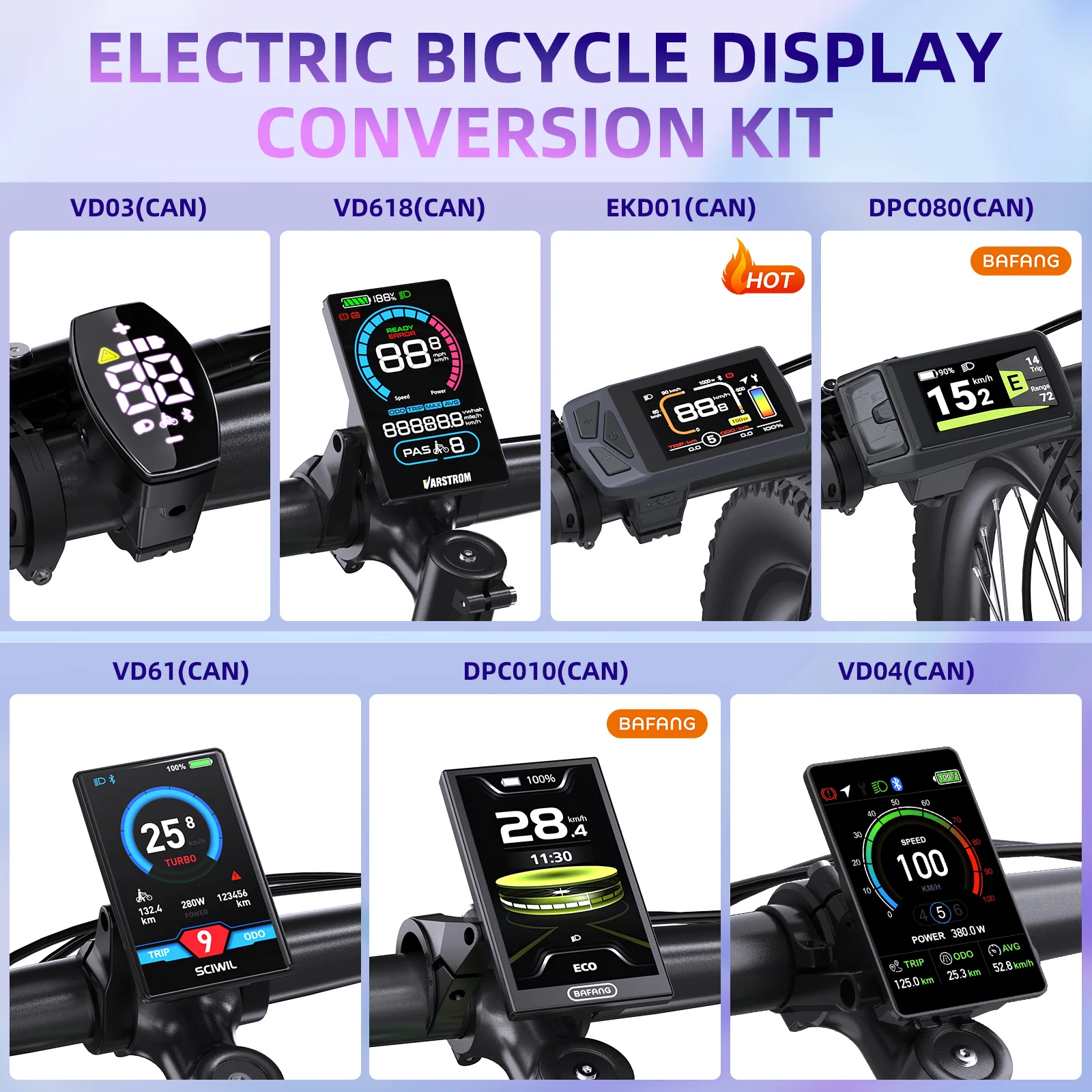 

BAFANG CAN Display Electric Bike Computer DPC010 VD618 EKD01 Bluetooth Bafang CAN BUS Protocol Motors 5Pin Male Ebike Conversion