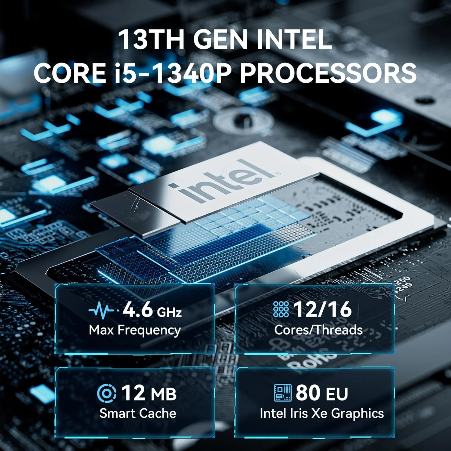 MOREFINE M9 Pro Mini PC con Core i5-1340P di 13a generazione 16 GB DDR4 RAM1 TB PCIe4.0 NVME SSD Supporto per computer desktop Display schermo 4K