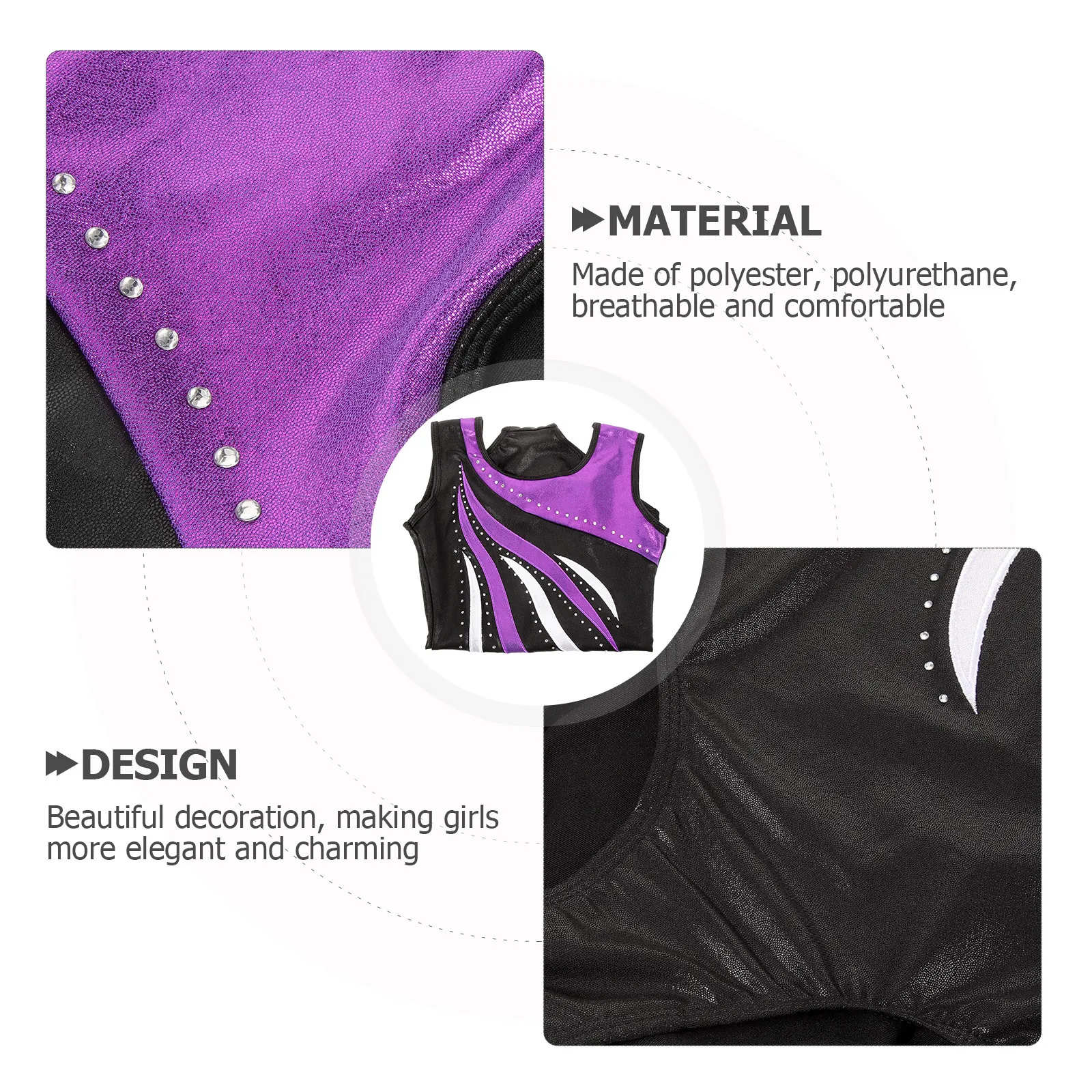 

Gymnastics Leotard Breathable Supple Elastic Ballet Dance -Friendly Comfortable Girl Leotard for Stage