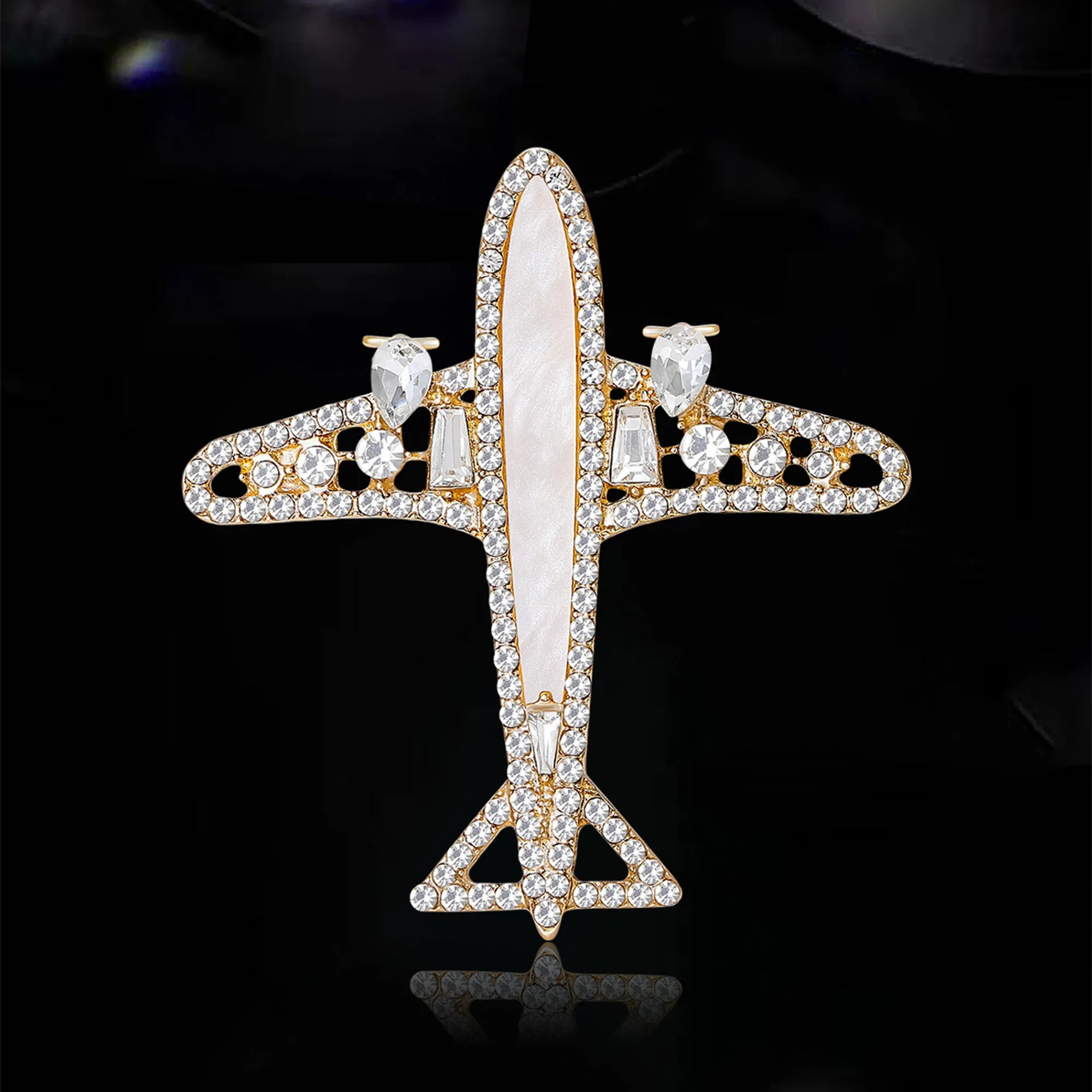 

Classic Rhinestone Airplane Brooches for Women Transportation Pins Keychain Event Party New Gifts Jewelry Decoration Accessories