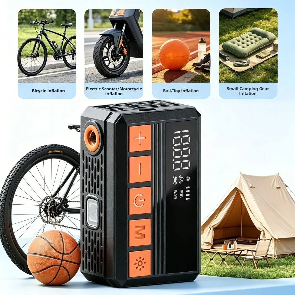 Digital Display Portable Tire Inflator 150PSI Rechargeable Battery Rechargeable Air Compressor High Pressure Quick Inflation