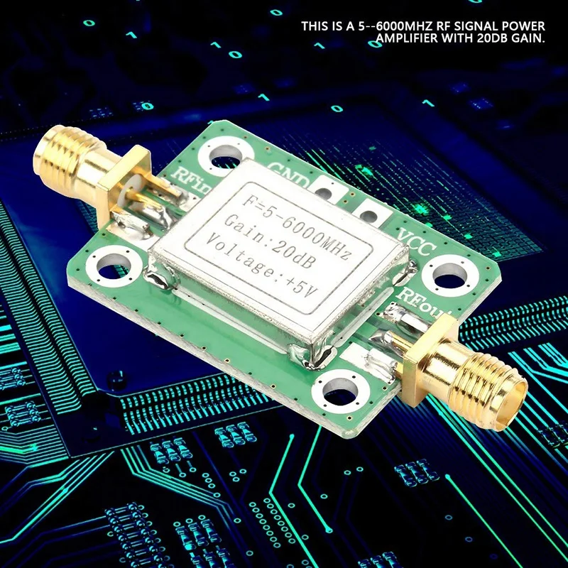 MQXGF RF Power Amplifier with Shielding Shell 5M-6GHz Broadband Signal Amplifier 20DB High Gain