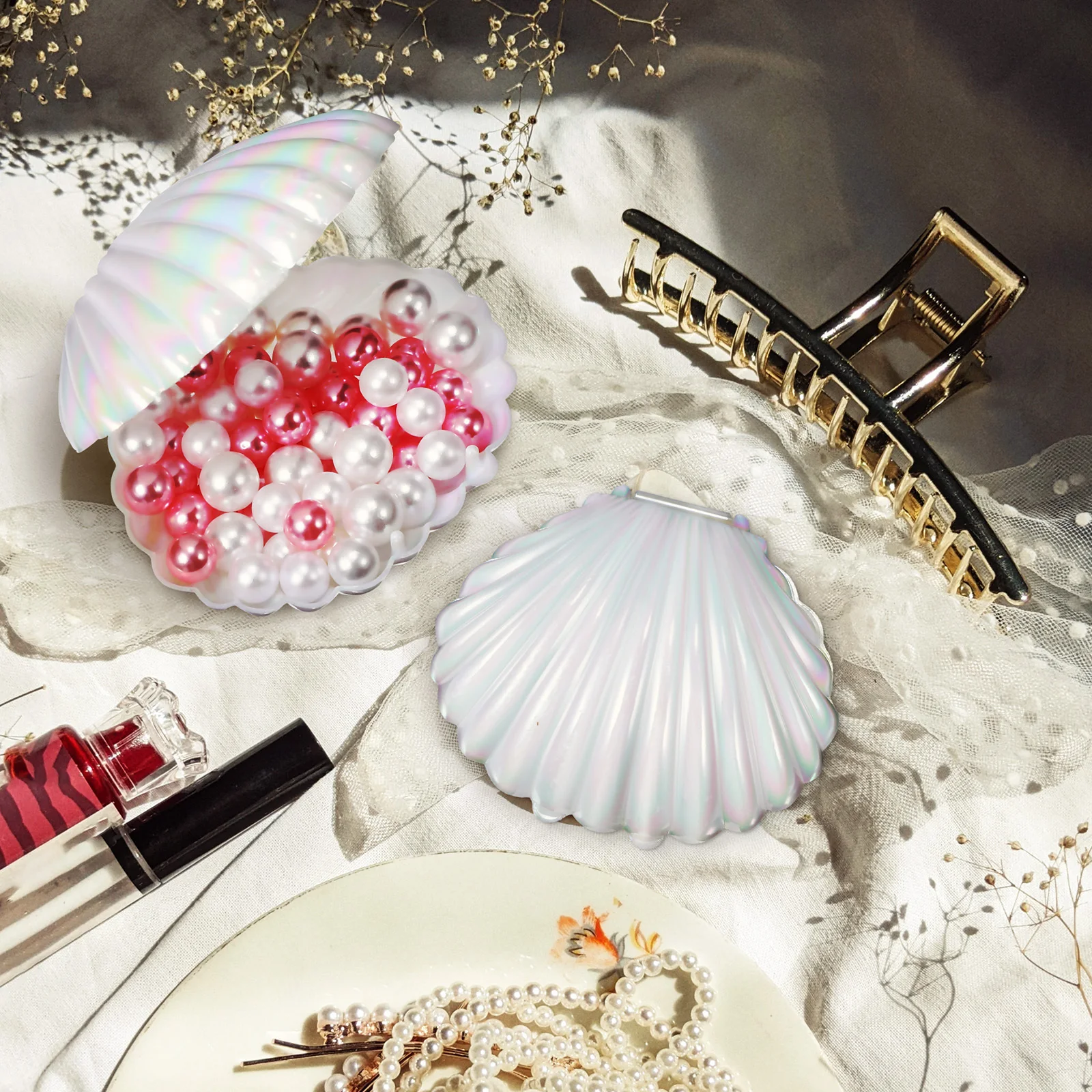 

15Pcs Seashell Adornment Trinket Box Creative Case for Office Decor Pearl Storage Sea Shell Holder Seashell Jewelry Dish