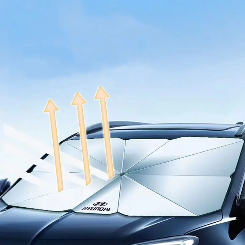 Car Sunshade Umbrella Sun Windshield Protection Parasol For hyundai i10 i20 i30 i40 ix35 N line Kona Santafe Tucson Accessories view 2