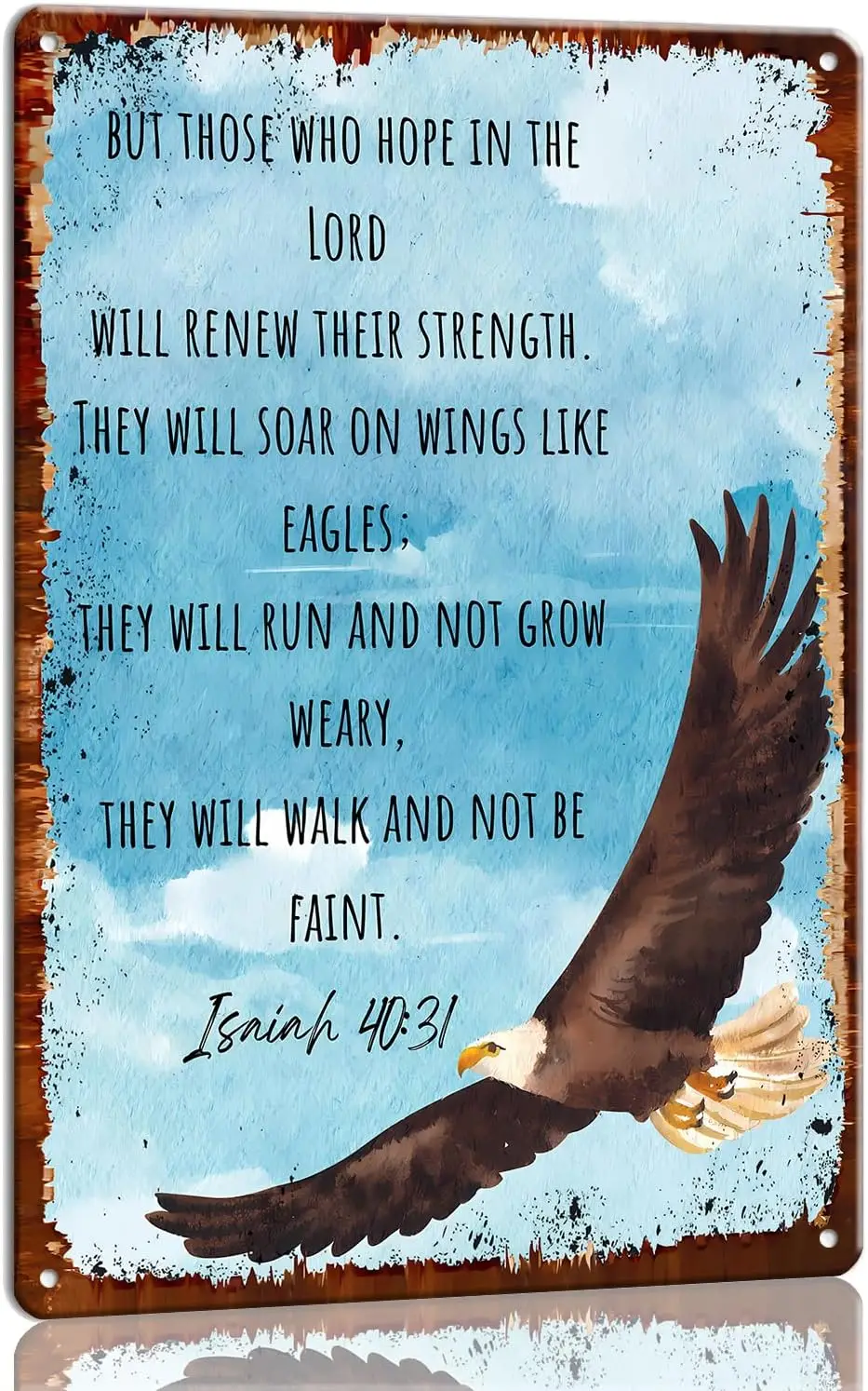 Yanoque Metal Tin Sign Isaiah 40 31 Hope In The Lord Bible Verse Wall Decor Scripture Art Picture Prints for Bathroom Verti