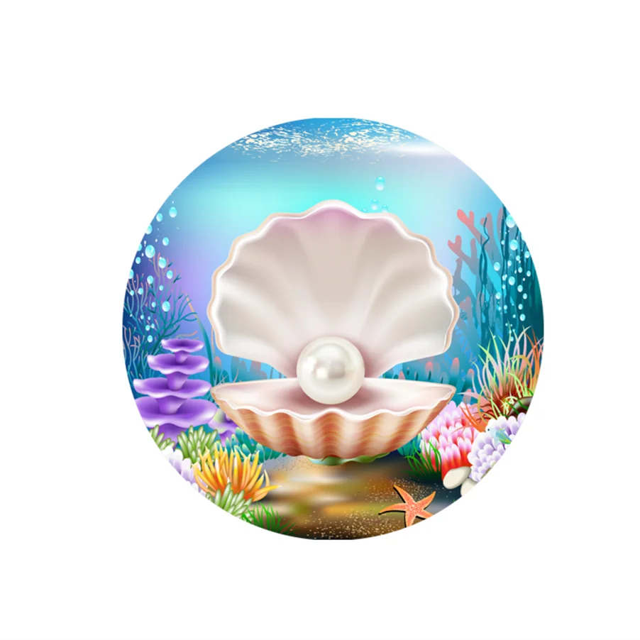 Under The Sea Mermaid Theme Birthday Party Decor Dessert Pedestal Plinth Cylinder Cover Circle Round Backdrop Cover