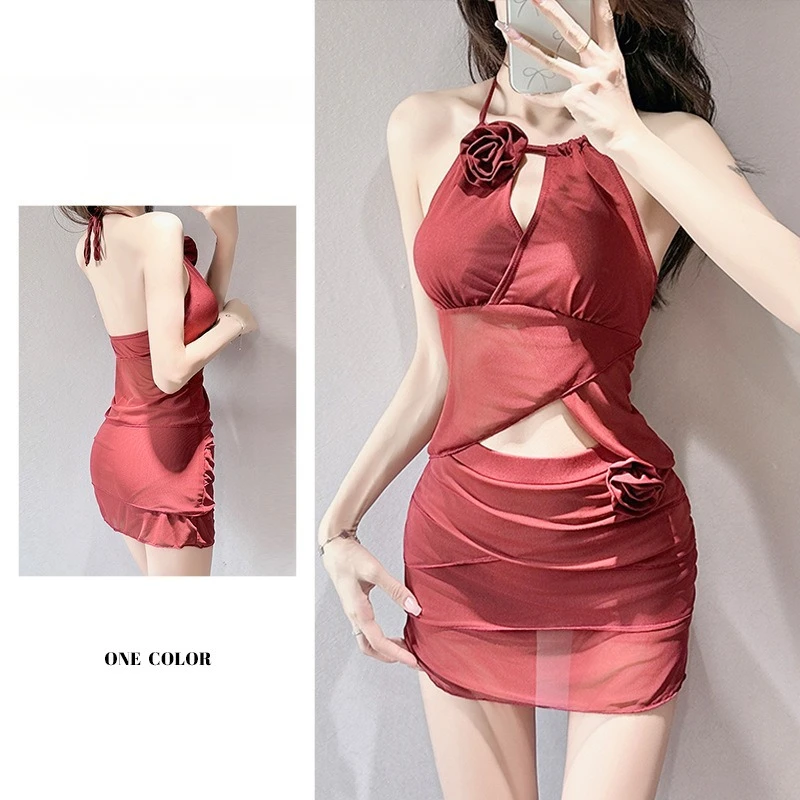 

Split Skirt Swimsuit Two-piece Set Sexy Spice Girl Hollow Back Pure Desire Wind French Retro High Value Hot Spring Bikini Set