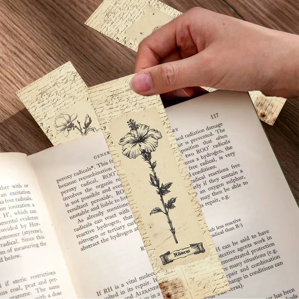 30pcs vintage plants and flowers bookmarks student office supplies books book page labeling paper card decoration DIY bookmarks