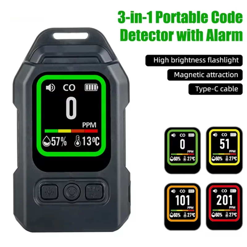 A76X-Carbon Monoxide Detector Carbon Monoxide Sensor Portable Temp Humidity Meter Temp Humidity Meter For Home Indoor Use