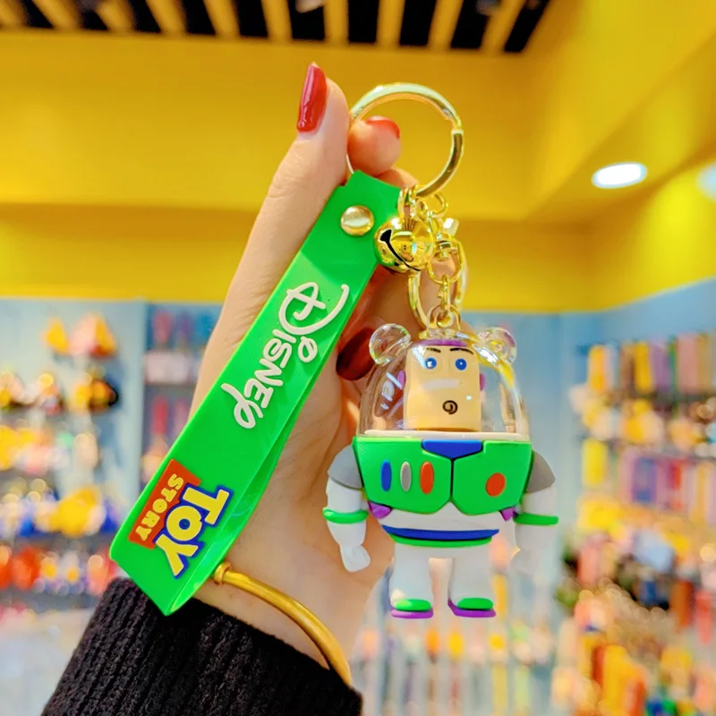 Disney Toy Story Keychains Anime Buzz Lightyear Woody Keychain Figure Bag Pendant Small Gift Cute Strawberry Bear Car Key Case