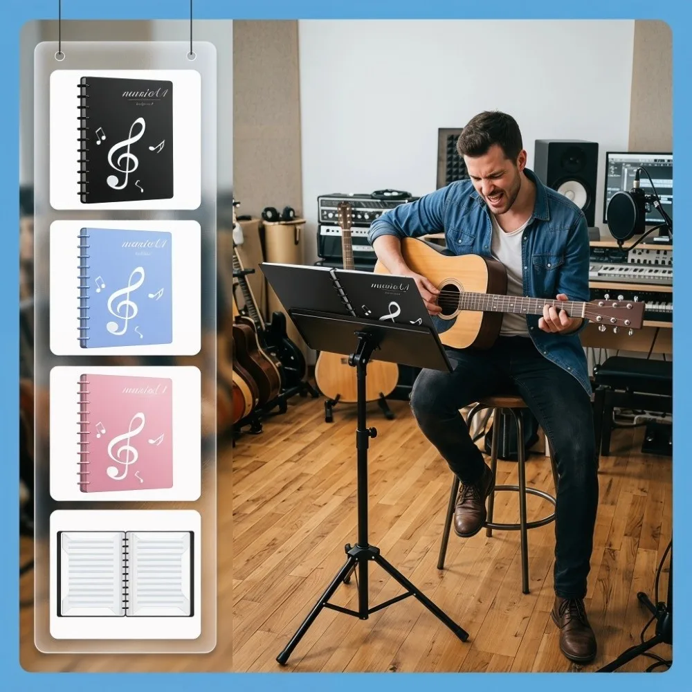 

Ideal Gift A4 Music Score Folder Flexible Portable Sheet Music Folder Lays Flat Double Side Music Binder Choir Use