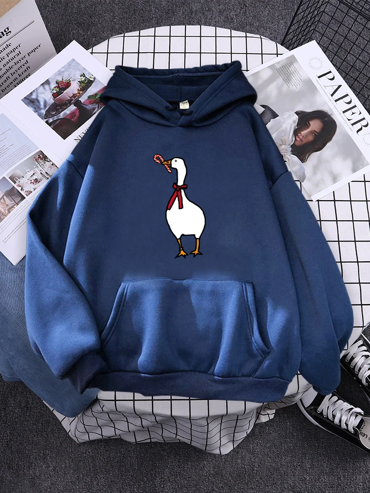 Christmas Gamer Goose With Candy Caneman Hoody Christmas Gift Simple Quality Sweatshirt Fashion Basic Sportswear Street Hoodies