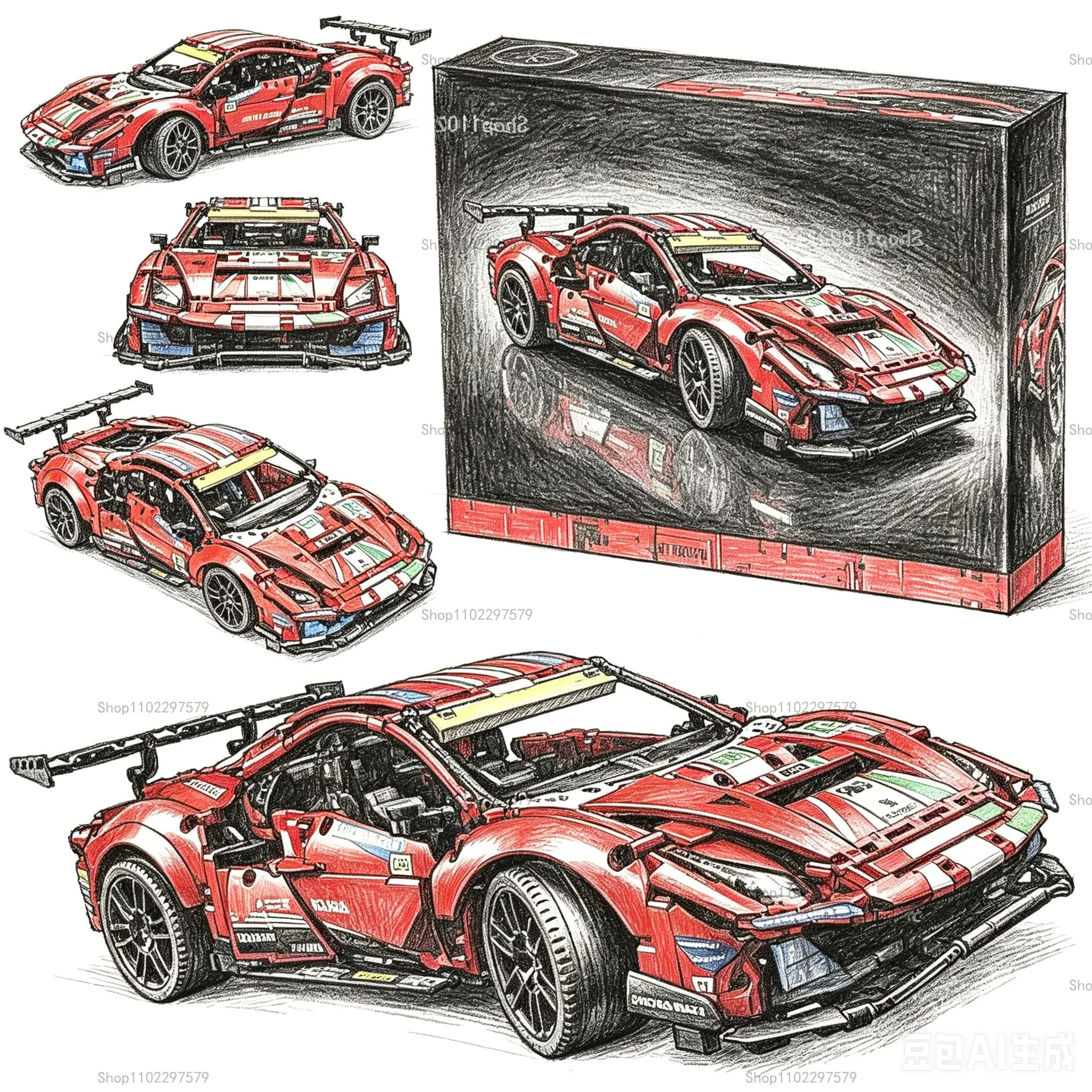 מכונית מרוץ 488 GTE - טכניק 1:8