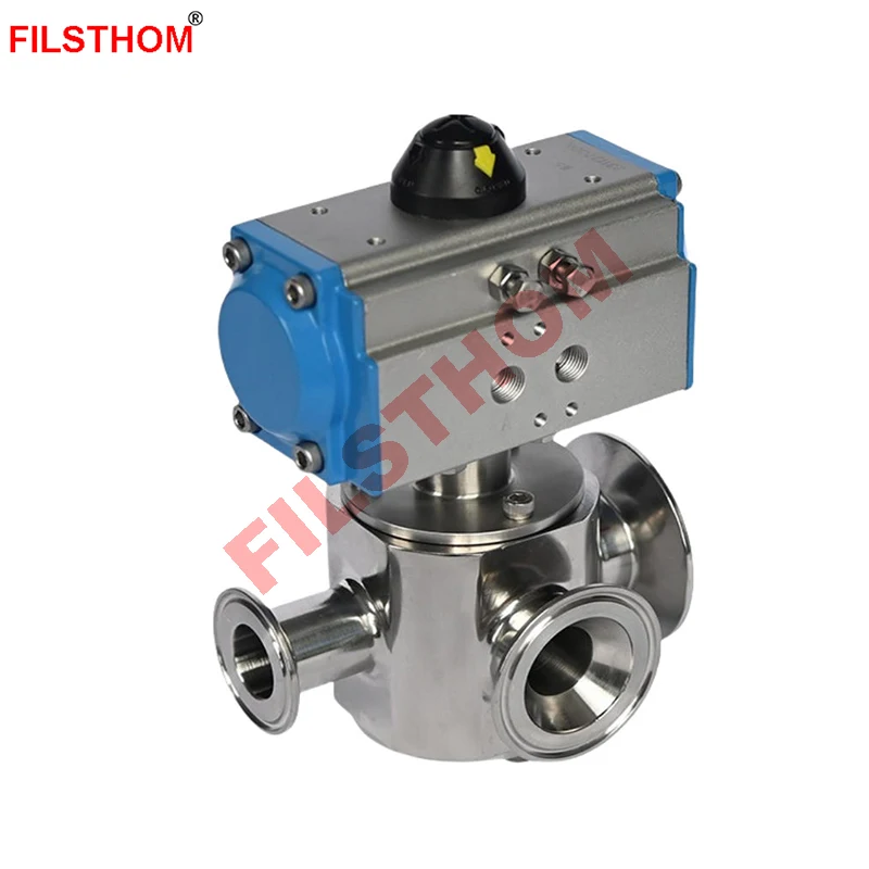 Pneumatic Three-Way Rotary Valve With Actuator For Sauce Liquid Paste Pneumatic Filling Machine Accessories  DN25 DN38 view 5