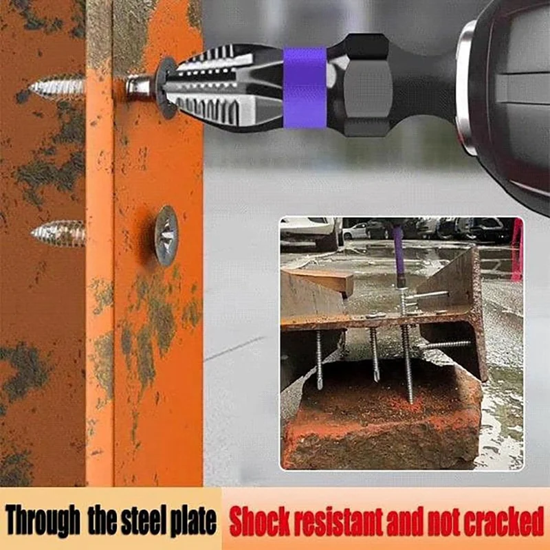 High Hardness and Strong Magnetic Bit, 6Pcs Anti-Slip and Shock-Proof Bits with Screwdriver Bits, Magnetic Bit Kit