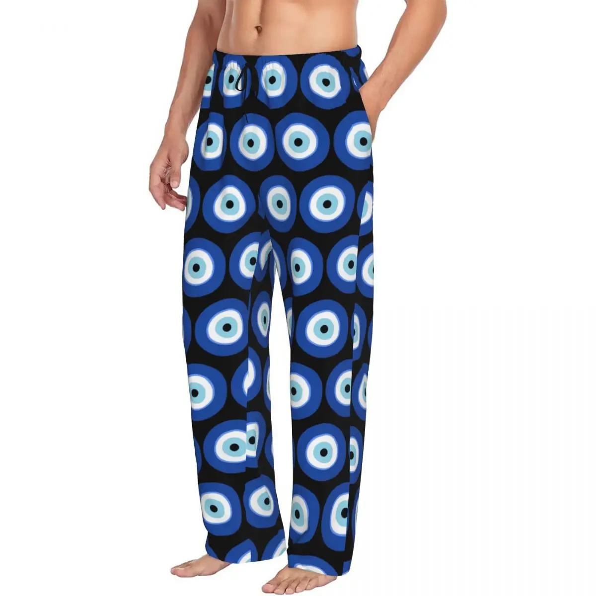 Pantalones de pijama para hombre con mal de ojo turco griego personalizado, ropa de dormir para dormir con bolsillos