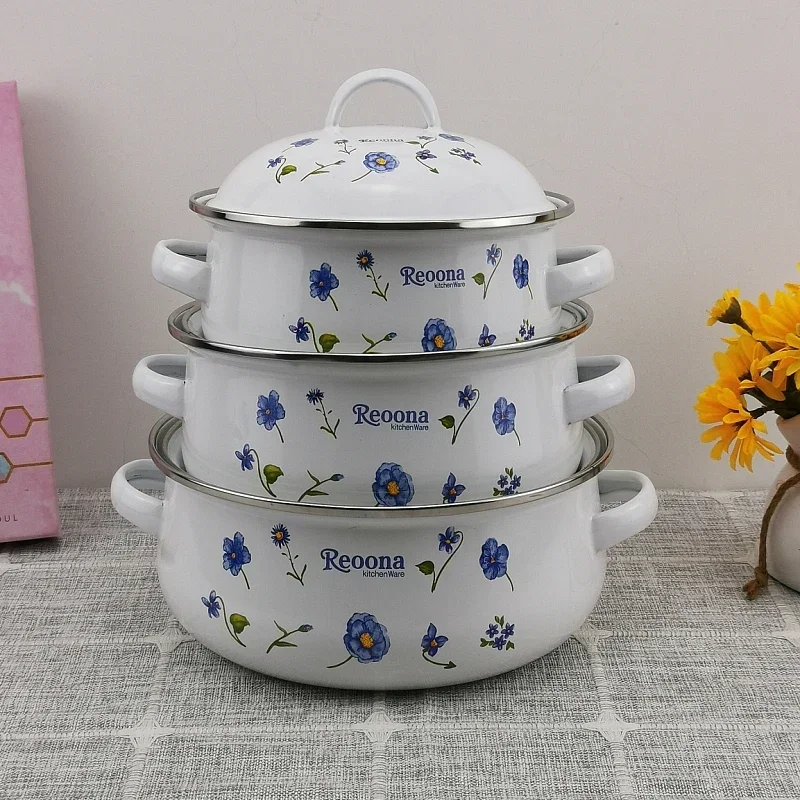 

3 шт. ENAMEL UTENSIL CERAMIC 1-2L CASSEROLE SAUCEPAN MINI COOKING POT SOUP COOKER