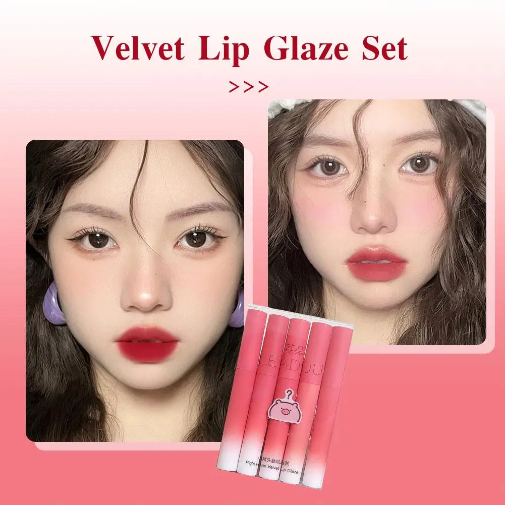 Lipstick Lip Gloss Set Waterproof Non-Stick Cup Liquid Lip Lipstick Velvet Gloss Lipstick Not to Lip Lip Glaze Care Fade Ea J6J9