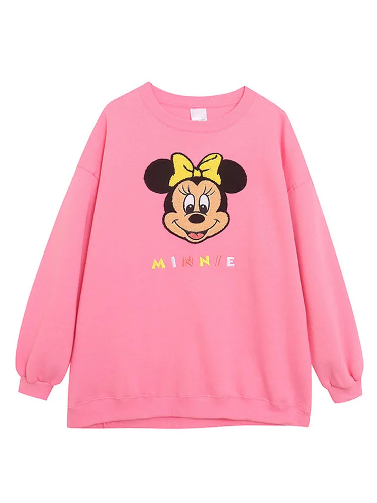 Disney World Disneyland Borduren Sweatshirt Dames Casual Fleece Jumper Mickey Daisy Duck Cartoon Losse Trui Top O Hals