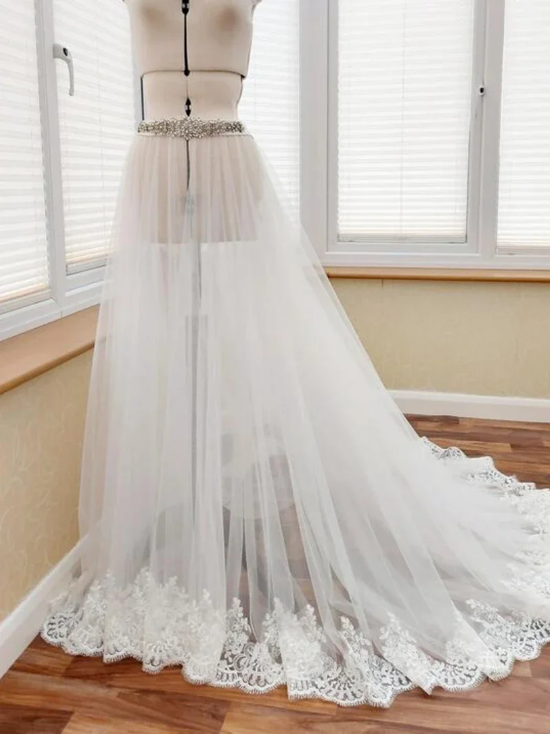 Cô Dâu Có Thể Tháo Rời Phủ, Có Thể Tháo Rời Overskirt, Bespoke Kèm Theo Lớp Phủ, Đám Cưới Phụ Kiện Đầm Phủ Cô Dâu Váy