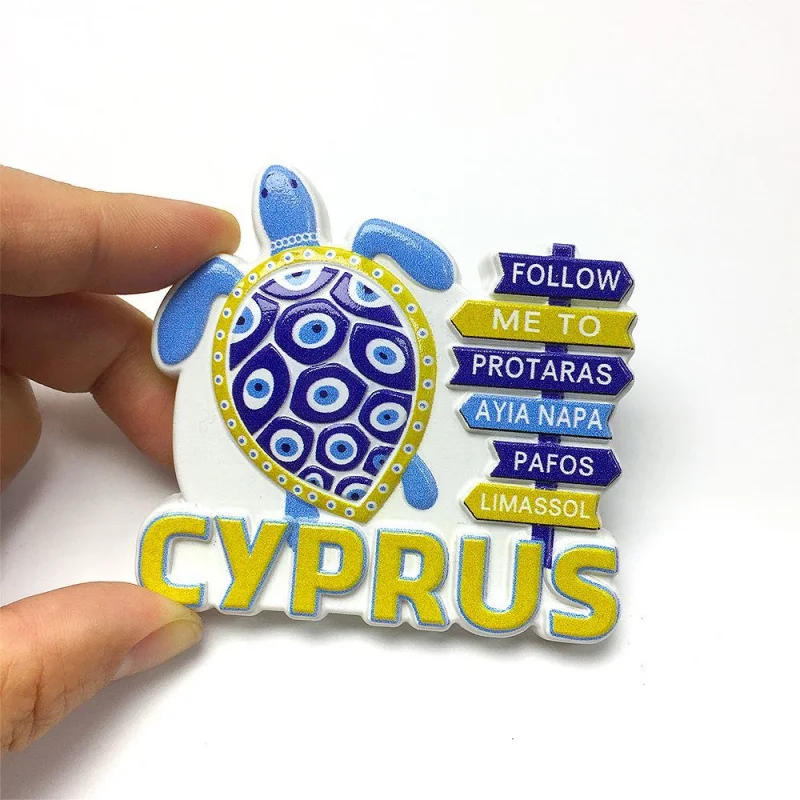 

Cyprus Cultural and Creative Tourism Souvenirs High-Value Sea Turtle Painted Decoration Magnetic Refrigerator Sticker
