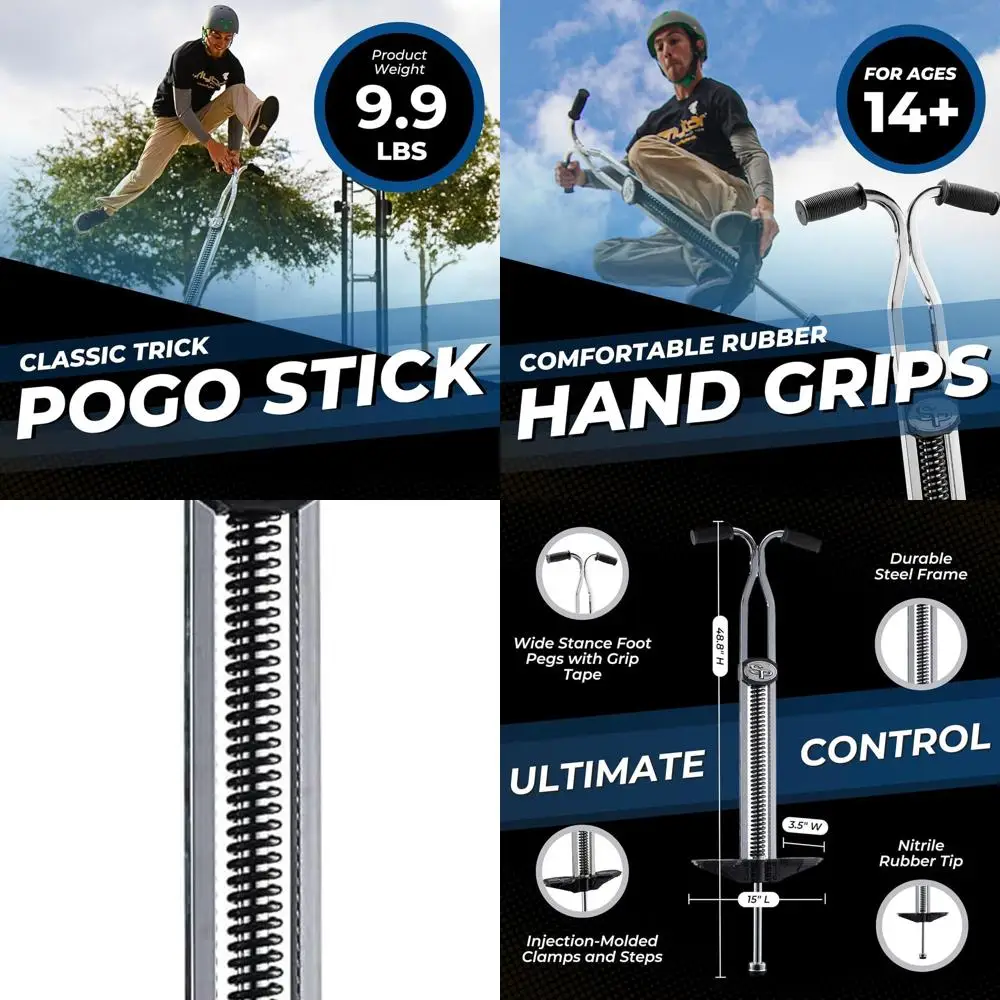 

Flybar Super Pogo Stick для детей и взрослых 14+ — прочная пружина для трюков и прыжков в высоту — стальной каркас с усиленными подножками