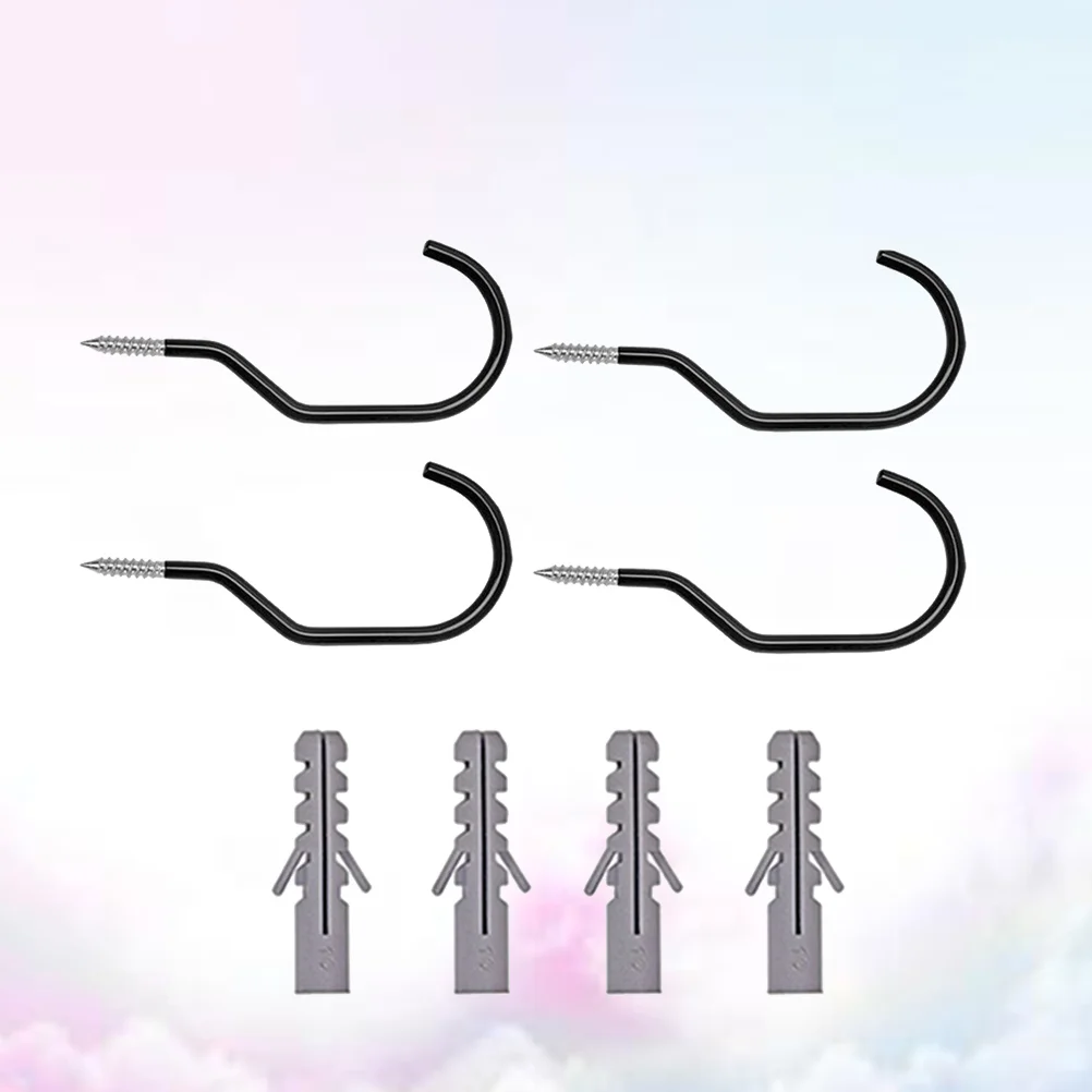 

4 Sets Wall Mount Bike Hooks Heavy Duty Steel Non Saving Universal Ceiling Hanger for Bicycles Multi Function