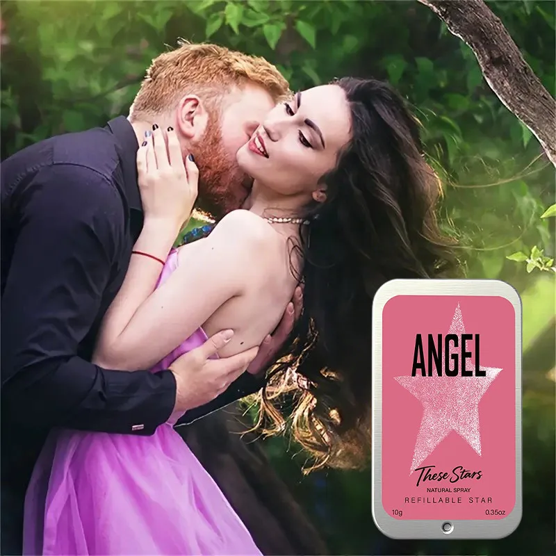 Crème de parfum solide Angel Star, baume de parfum rechargeable portable, baume de parfum durable rafraîchissant au parfum boisé, cadeau pour femmes