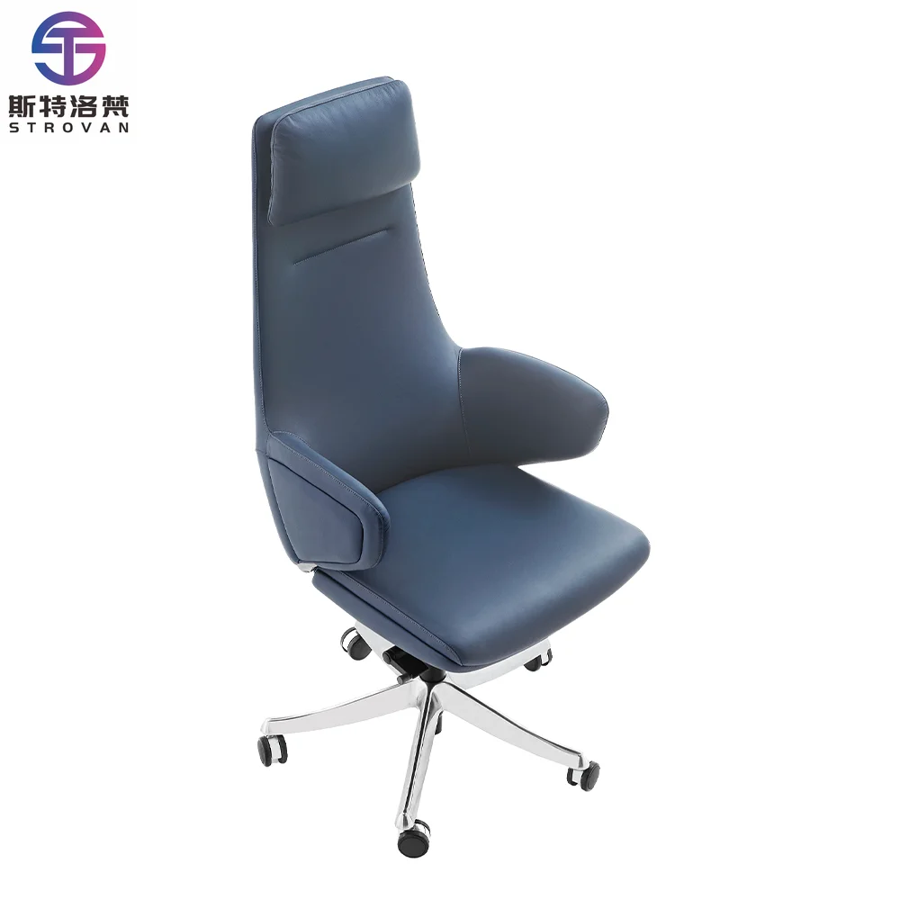 Modern Executive Office Chair with Tilt-Swivel Mechanism Contemporary Design  Leather Seat Ergonomic for Comfort