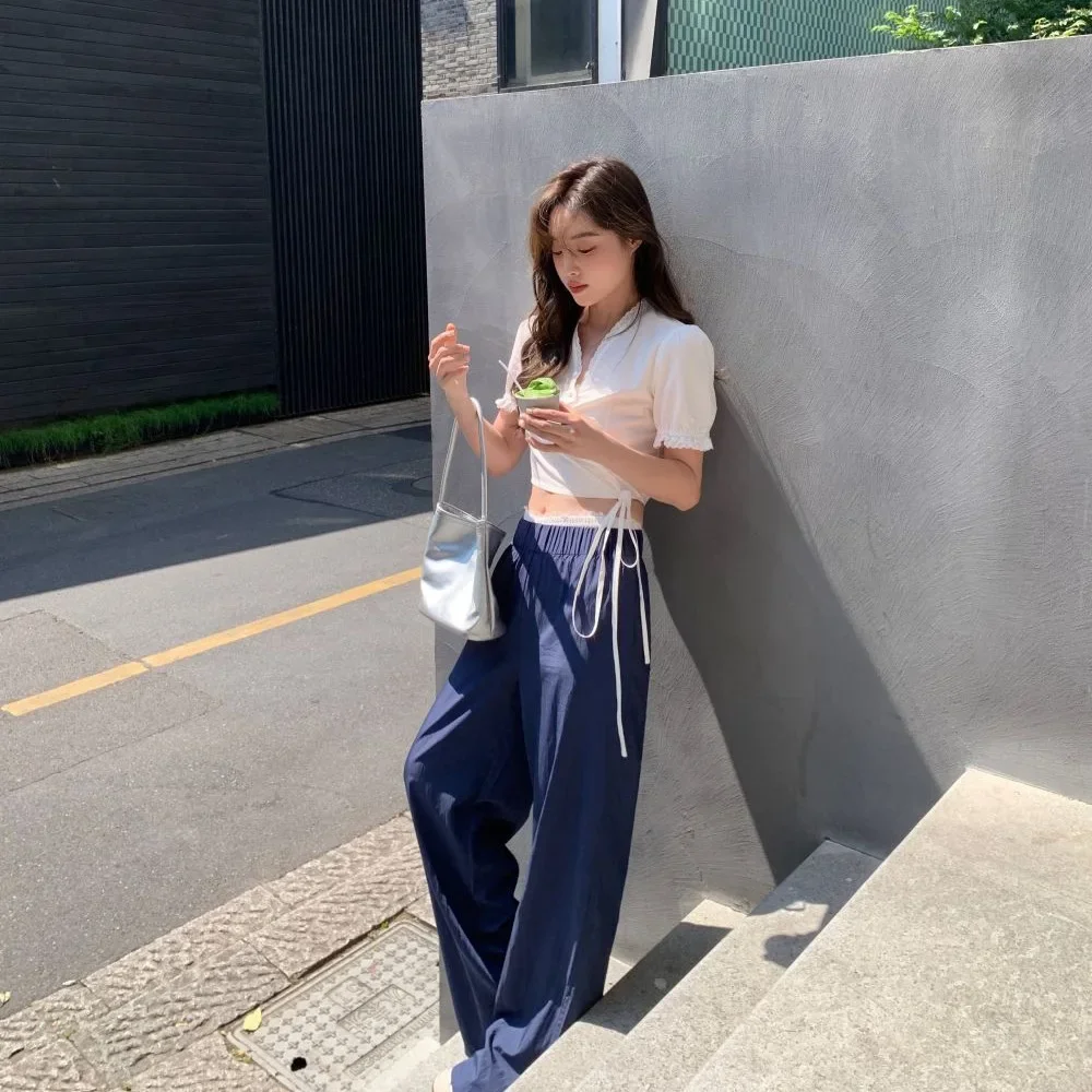 Jennie Matching French Style Loose Fit Embroidered Women's Short Sleeve Top And Trousers Two-Piece Suit Fashion Outfit