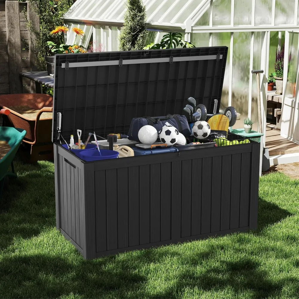 

150 Gallon Deck Box, Waterproof and Weatherproof Large Resin Storage Bin with Lockable Lid, Ideal for, Outdoor, Patio Furniture
