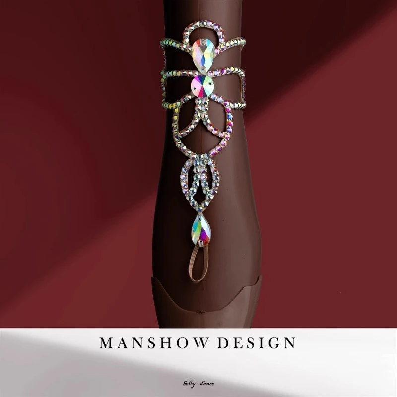 customized belly dance bracelet Latin performance accessories foot chains handmade hot stamping diamond hooks toe rings