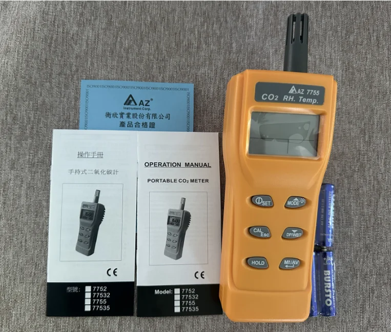 AZ7755 Carbon dioxide detection alarm Toxic gas Air quality Detection Temperature and humidity/dew point/wet bulbCo2 sensor  air